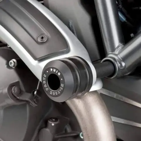 Puig Hi-Tech Vintage Frame Sliders | Bl ack | Ducati Scrambler Cafe Racer 2017&gt;