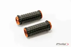Puig Hi-Tech R-Fighter S Footpegs | Ora nge Anodised Aluminium with Removable B