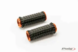 Puig Hi-Tech R-Fighter S Footpegs | Ora nge Anodised Aluminium with Removable B