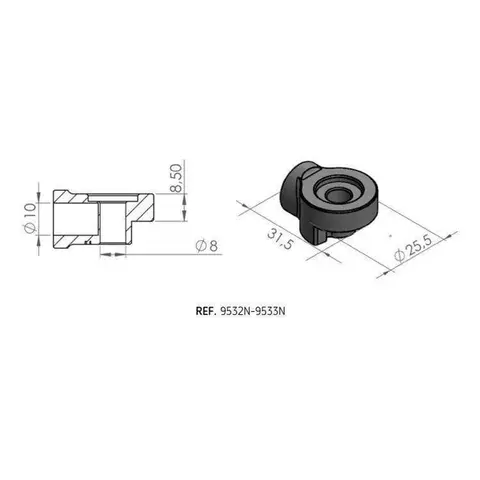 Puig Mirror Adaptor Left Side | Black | BMW R Nine T Racer 2017&gt;