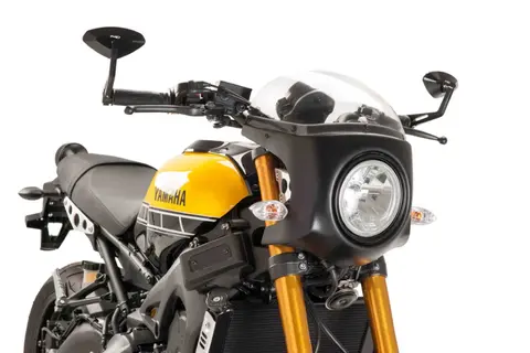 Puig Retro Semi Fairing | Black with Cl ear Screen | Royal Enfield Interceptor