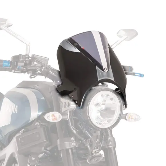 Puig Retrovision Nose Fairing | Black w ith Light Smoke Screen | Yamaha XSR 700 