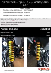 &#214;hlins fj&#230;rsett 32FR/60BK Yamaha YFM 700 Grizzly