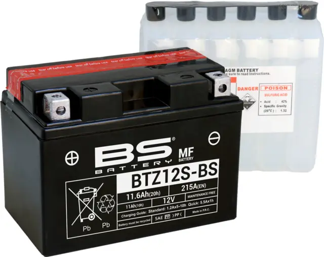 BS Battery BTZ14S-BS Vedlikeholdsfritt - Inkludert syreampul 