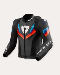 REV&#39;IT! Quantum 3 Pro Jakke Sort/bl&#229; 56 Sporty skinnjakke for bane og gate
