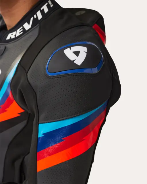 REV'IT! Quantum 3 Pro Jakke Sort/blå 46 Sporty skinnjakke for bane og gate 