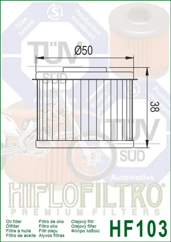 HIFLO Oljefilter HF103 Honda 