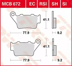 TRW MCB672SH Bremseklosser Bak