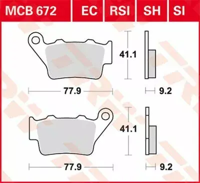 TRW MCB672SH Bremseklosser Bak