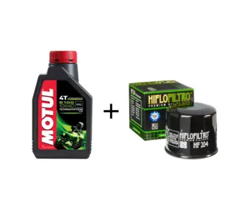 Motul 5100 10W40 4L &amp; HF204 oljefilter Honda, Kawasaki, Triumph og Yamaha