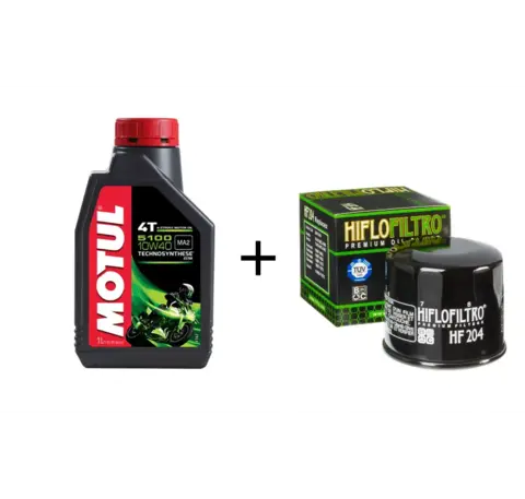 Motul 5100 10W40 4L & HF204 oljefilter Honda, Kawasaki, Triumph og Yamaha