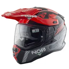 NOS NS-9 Motorsykkel Hjelm XS Sort/rød - Adventure hjelm