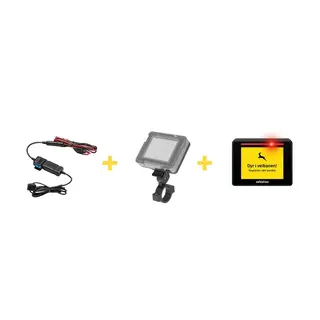 Safedrive Komplett MC Pakke m/12v adapte Safedrive Pro, MC-feste, 12v adapter
