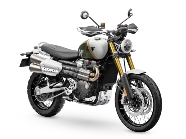 Triumph Scrambler 1200 XE 2026 MATT KHAKI GREEN / MATT CRYSTAL WHITE 