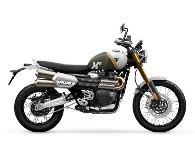 Triumph Scrambler 1200 XE 2026 MATT KHAKI GREEN / MATT CRYSTAL WHITE 