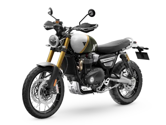 Triumph Scrambler 1200 XE 2026 MATT KHAKI GREEN / MATT CRYSTAL WHITE 