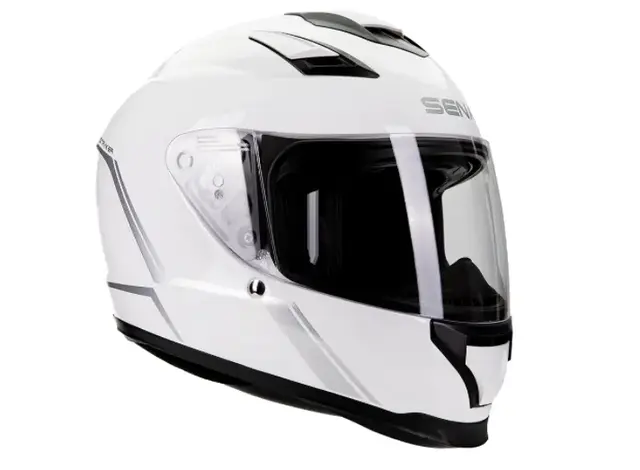 SENA STRYKER Motorsykkel Hjelm Hvit XL LED-Lys - Integrert Mesh Intercom 