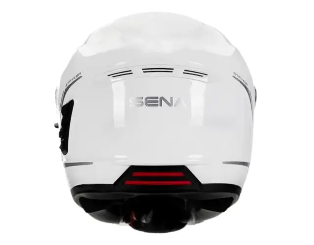 SENA STRYKER Motorsykkel Hjelm Hvit XL LED-Lys - Integrert Mesh Intercom 