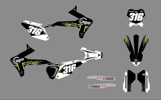 Made Sticker Triumph TF250X Dekalsett Grønn, Svart og Hvit 