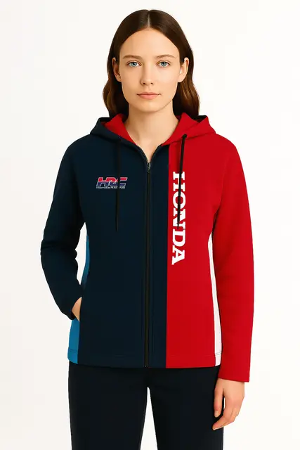 Honda HRC Racing Hettegenser 2XL Rød / Marineblå. Glidelås og HRC Design 