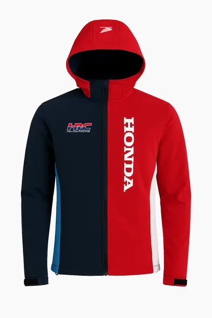 Honda HRC Racing Softshell Jakke 2XL Rød / Marineblå med HRC Design 