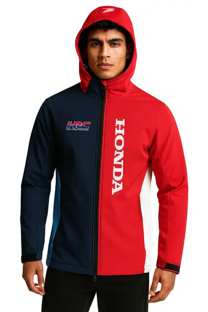 Honda HRC Racing Softshell Jakke 2XL Rød / Marineblå med HRC Design 