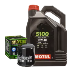 Motul 5100 10W-40 &amp; HF303 4 liter olje og oljefilter