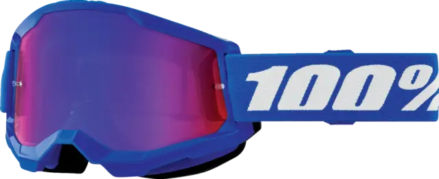 100% Strata 2 Crossbriller Junior Blå/Rød Speilglass - Blå 