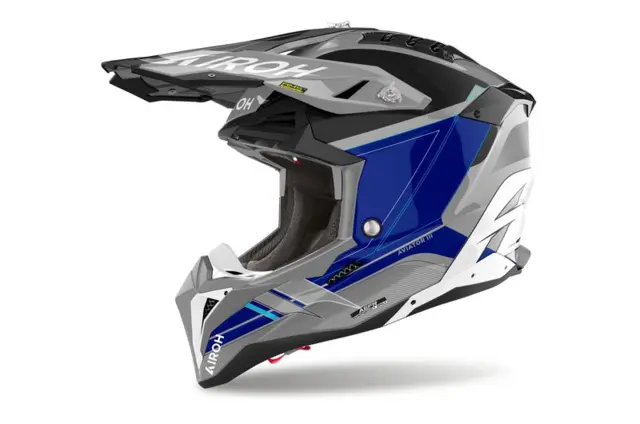 Airoh Aviator 3 Crosshjelm XS Saber - Grå/Blå 