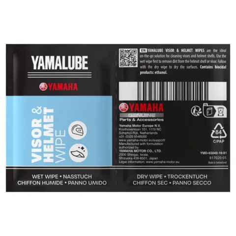 Yamalube Visor &amp; Helmet Wipes For MC-hjelm og visir