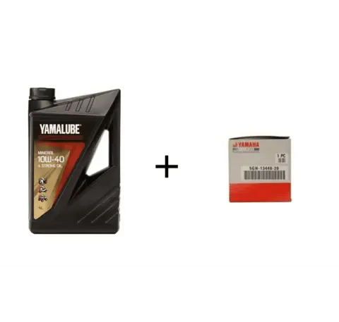 Yamalube Mineral 10W40 4L &amp; oljefilter Passer de fleste Yamaha, se liste