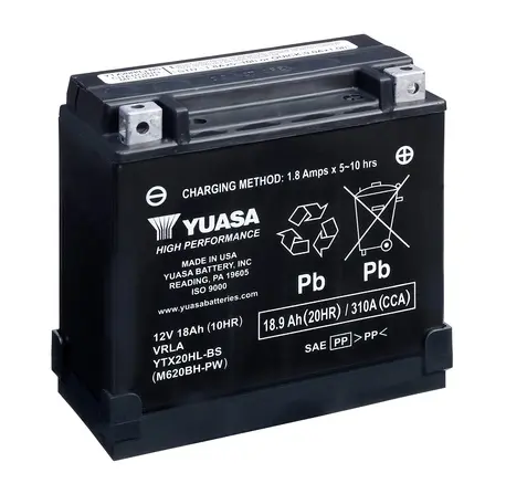 YUASA batteri YTX20HL-BS Inkludert Syreampuller